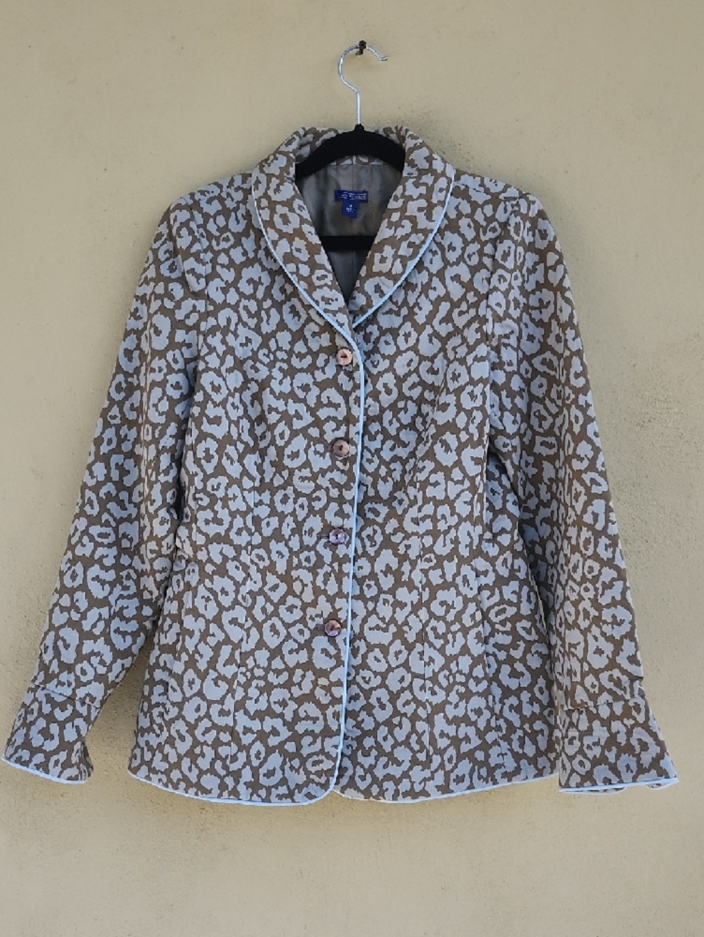 J. McLaughlin Tan and Green Leopard-Print Piped Blazer - Picture 3 of 12